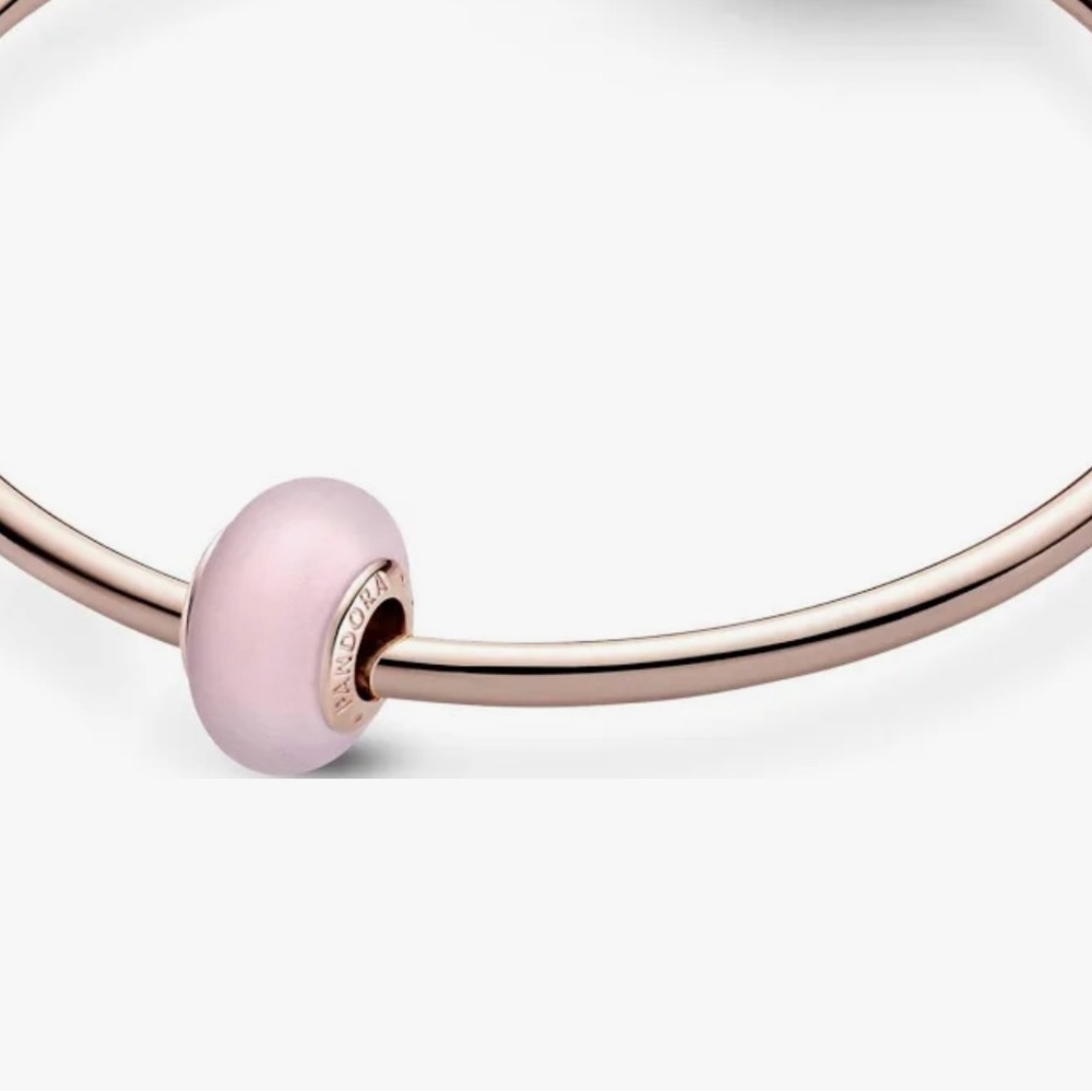 New Matte Pink Glass Murano Charm - Picture 2 of 3